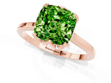 Rose gold Cushion Cut Peridot Solitaire Ring with Flower Prong Setting and Classic Band_37