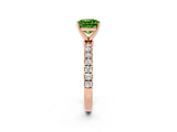 Rose gold Cushion Cut Peridot Solitaire Ring with Pavé Accents and Four-Prong Setting_2