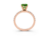 Rose gold Cushion Cut Peridot Solitaire Ring with Pavé Accents and Four-Prong Setting_3