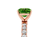 Rose gold Cushion Cut Peridot Solitaire Ring with Pavé Accents and Four-Prong Setting_5