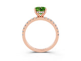 Rose gold Cushion Cut Peridot Solitaire Ring with Pavé Band and Four-Prong Setting_27