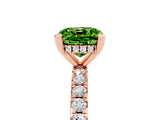 Rose gold Cushion Cut Peridot Solitaire Ring with Pavé Band and Four-Prong Setting_29