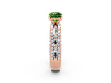 Rose gold Cushion Cut Peridot Solitaire Ring with Pavé and Channel Set Band_2