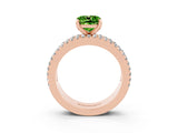 Rose gold Cushion Cut Peridot Solitaire Ring with Pavé and Channel Set Band_3