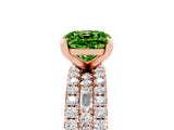Rose gold Cushion Cut Peridot Solitaire Ring with Pavé and Channel Set Band_5