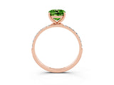 Rose gold Cushion Cut Peridot Solitaire Ring with Pave Band and Four Prong Setting_27