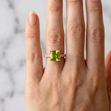 Rose gold Cushion Cut Peridot Solitaire Ring with Round  Pavé Band and Four-Prong Setting_42