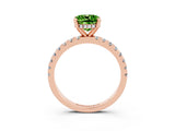 Rose gold Cushion Cut Peridot Solitaire Ring with Round  Pavé Band and Four-Prong Setting_47