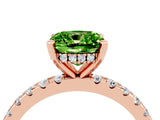 Rose gold Cushion Cut Peridot Solitaire Ring with Round  Pavé Band and Four-Prong Setting_48