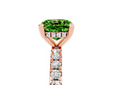Rose gold Cushion Cut Peridot Solitaire Ring with Round  Pavé Band and Four-Prong Setting_49