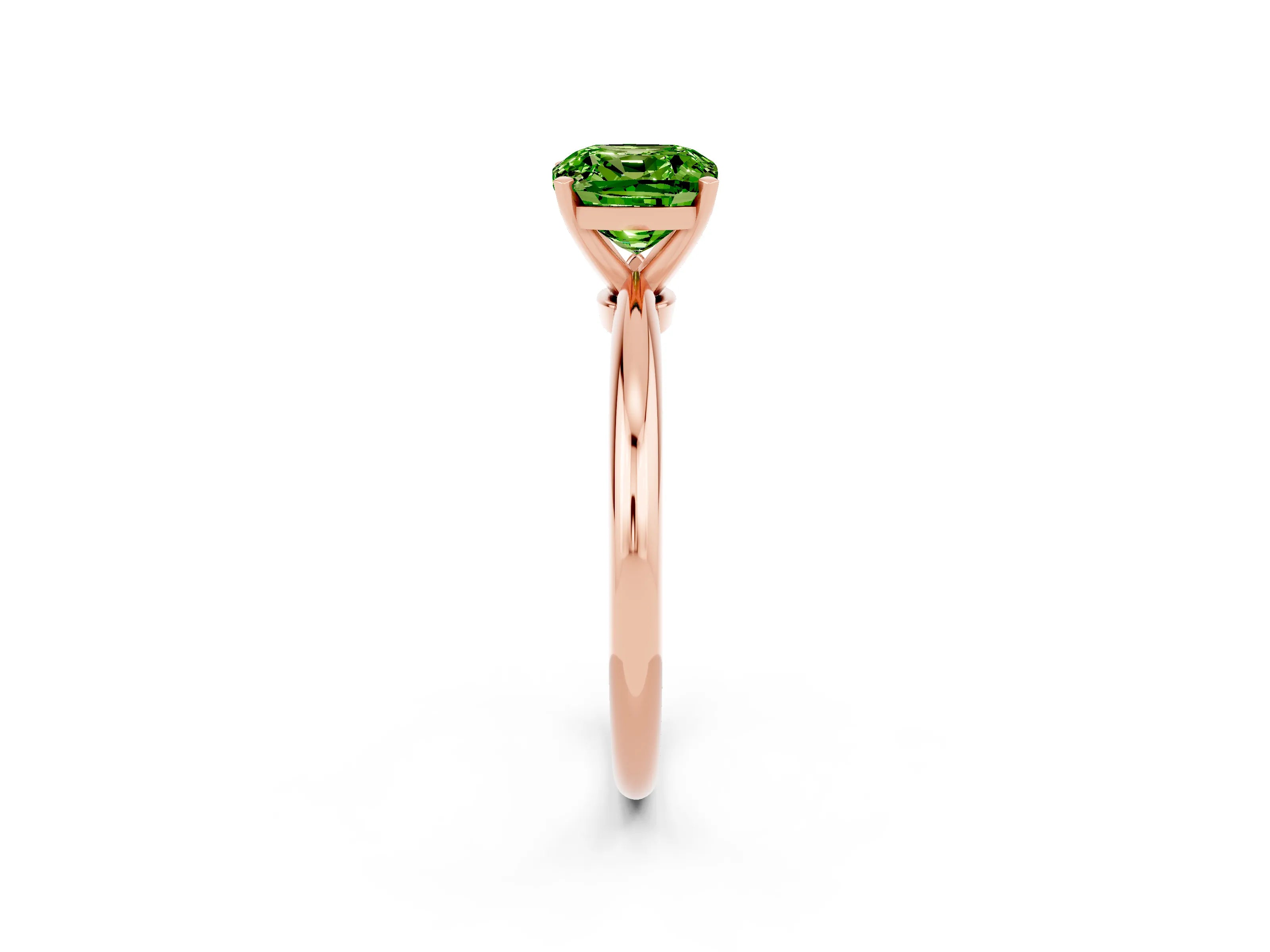 Rose gold Cushion Cut Peridot Solitaire Ring with Six-Prong Setting and Classic Band_2