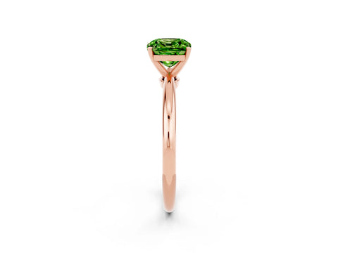 Rose gold Cushion Cut Peridot Solitaire Ring with Six-Prong Setting and Classic Band_2