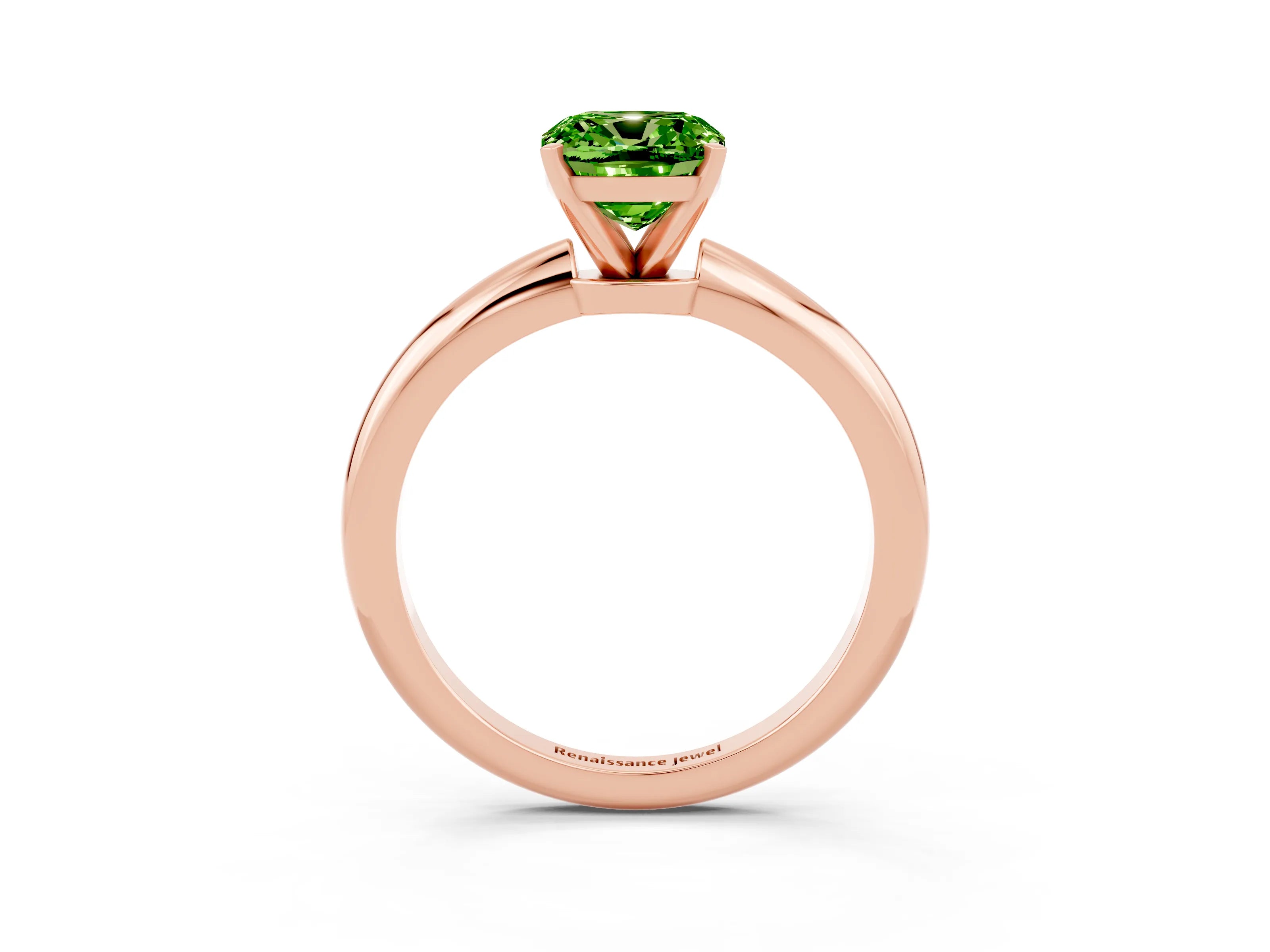 Rose gold Cushion Cut Peridot Solitaire Ring with Six-Prong Setting and Classic Band_3