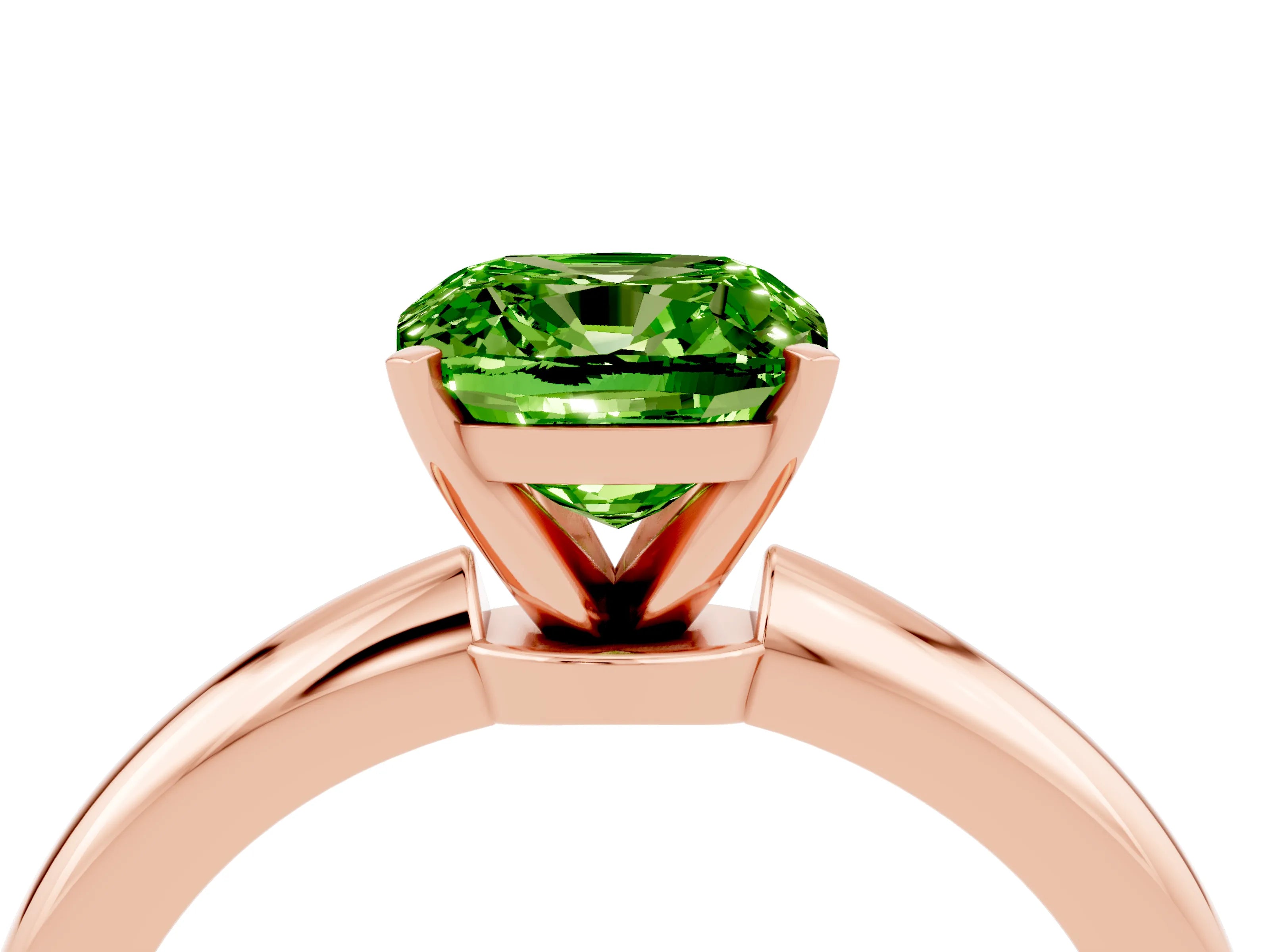 Rose gold Cushion Cut Peridot Solitaire Ring with Six-Prong Setting and Classic Band_4