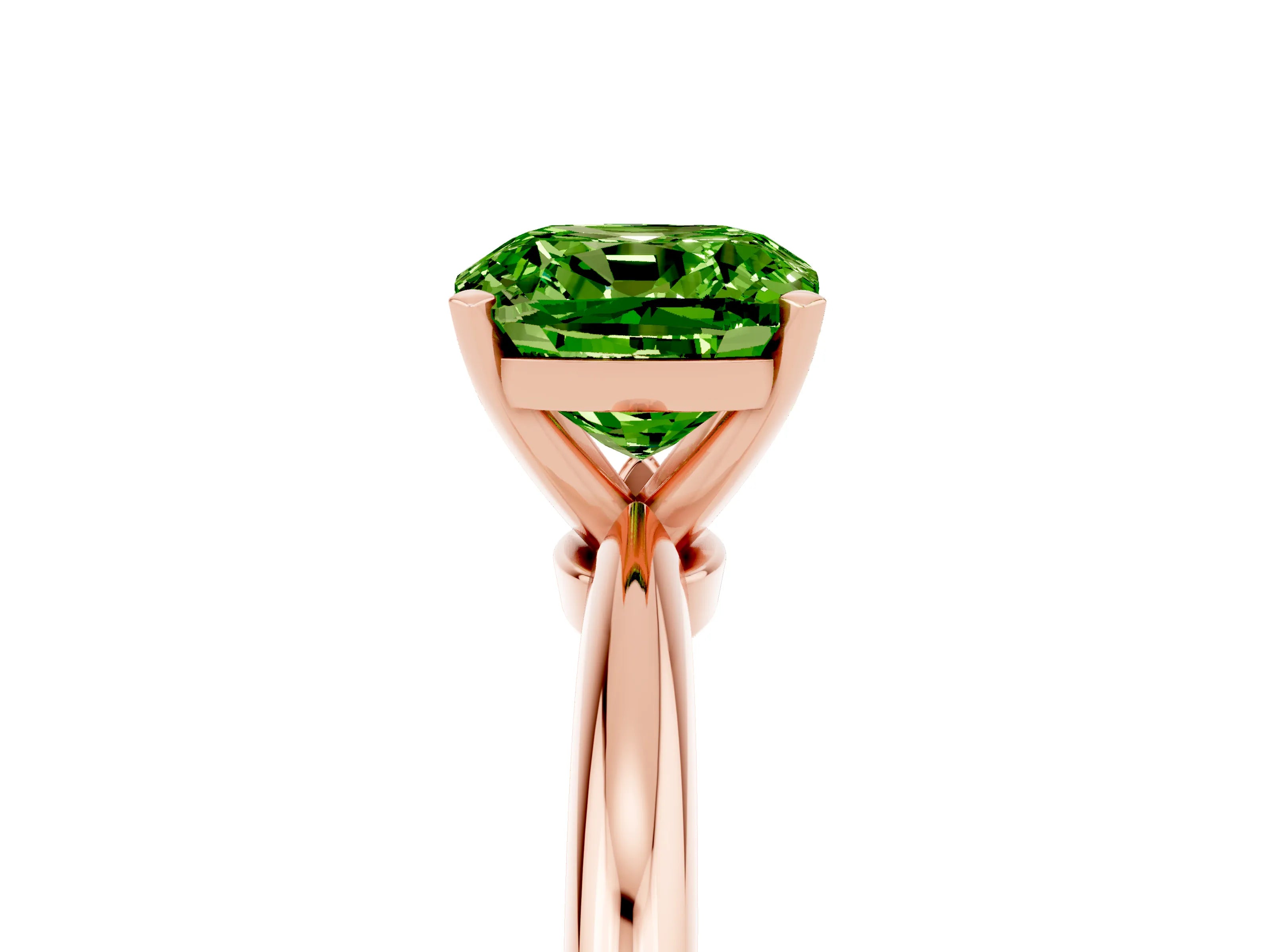 Rose gold Cushion Cut Peridot Solitaire Ring with Six-Prong Setting and Classic Band_5