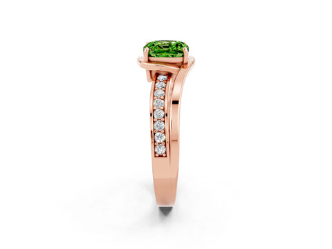 Rose gold Cushion Cut Peridot Solitaire Ring with Split Shank and Prong Setting_2