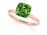 Rose gold Cushion Cut Peridot Solitaire Ring with Thin Band and Four-Prong Setting_1