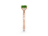 Rose gold Cushion Cut Peridot Solitaire Ring with Thin Band and Four-Prong Setting_2
