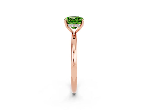 Rose gold Cushion Cut Peridot Solitaire Ring with Thin Band and Four-Prong Setting_2