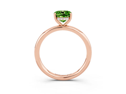 Rose gold Cushion Cut Peridot Solitaire Ring with Thin Band and Four-Prong Setting_3