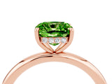 Rose gold Cushion Cut Peridot Solitaire Ring with Thin Band and Four-Prong Setting_4