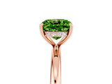 Rose gold Cushion Cut Peridot Solitaire Ring with Thin Band and Four-Prong Setting_5