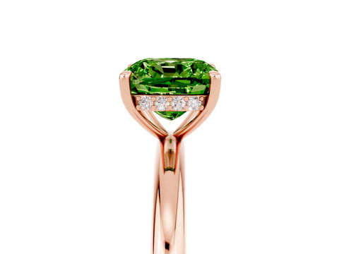 Rose gold Cushion Cut Peridot Solitaire Ring with Thin Band and Four-Prong Setting_5