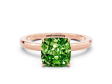Rose gold Cushion Cut Peridot Solitaire Ring with Thin Band and Prong Setting_12