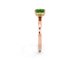 Rose gold Cushion Cut Peridot Solitaire Ring with Thin Band and Prong Setting_14