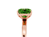 Rose gold Cushion Cut Peridot Solitaire Ring with Thin Band and Prong Setting_17