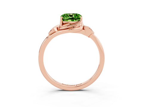 Rose gold Cushion Cut Peridot Solitaire Ring with Twist Band and Four-Prong Setting_27