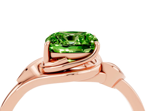 Rose gold Cushion Cut Peridot Solitaire Ring with Twist Band and Four-Prong Setting_28