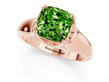 Rose gold Cushion Cut Peridot Solitaire Ring with Wide Band and Prong Setting_1