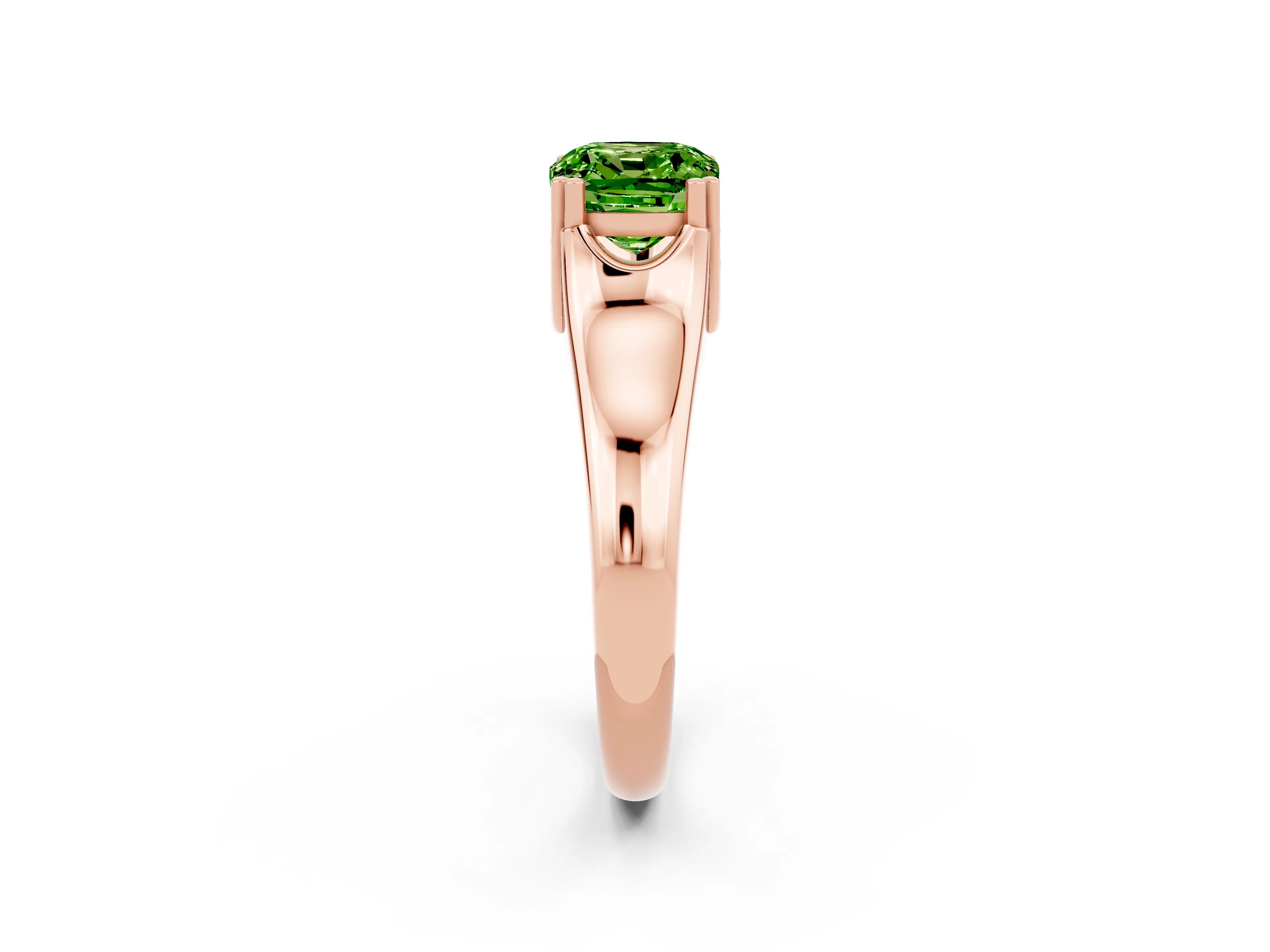 Rose gold Cushion Cut Peridot Solitaire Ring with Wide Band and Prong Setting_2