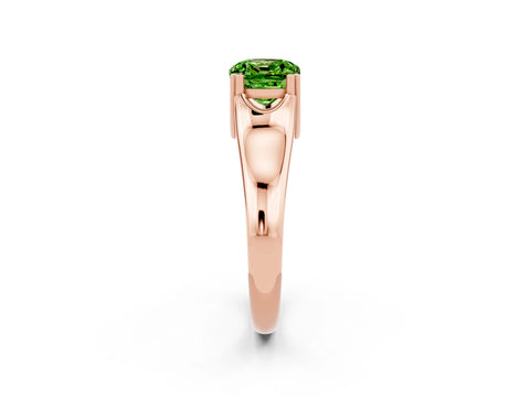 Rose gold Cushion Cut Peridot Solitaire Ring with Wide Band and Prong Setting_2