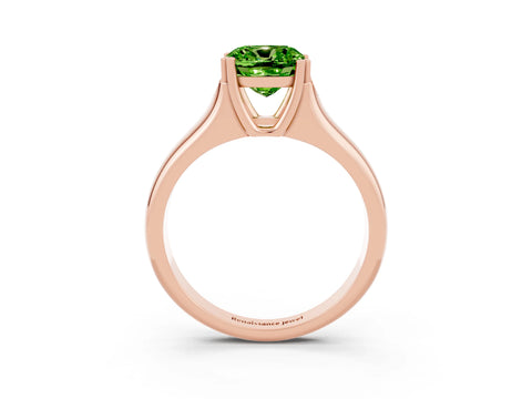 Rose gold Cushion Cut Peridot Solitaire Ring with Wide Band and Prong Setting_3