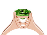Rose gold Cushion Cut Peridot Solitaire Ring with Wide Band and Prong Setting_4