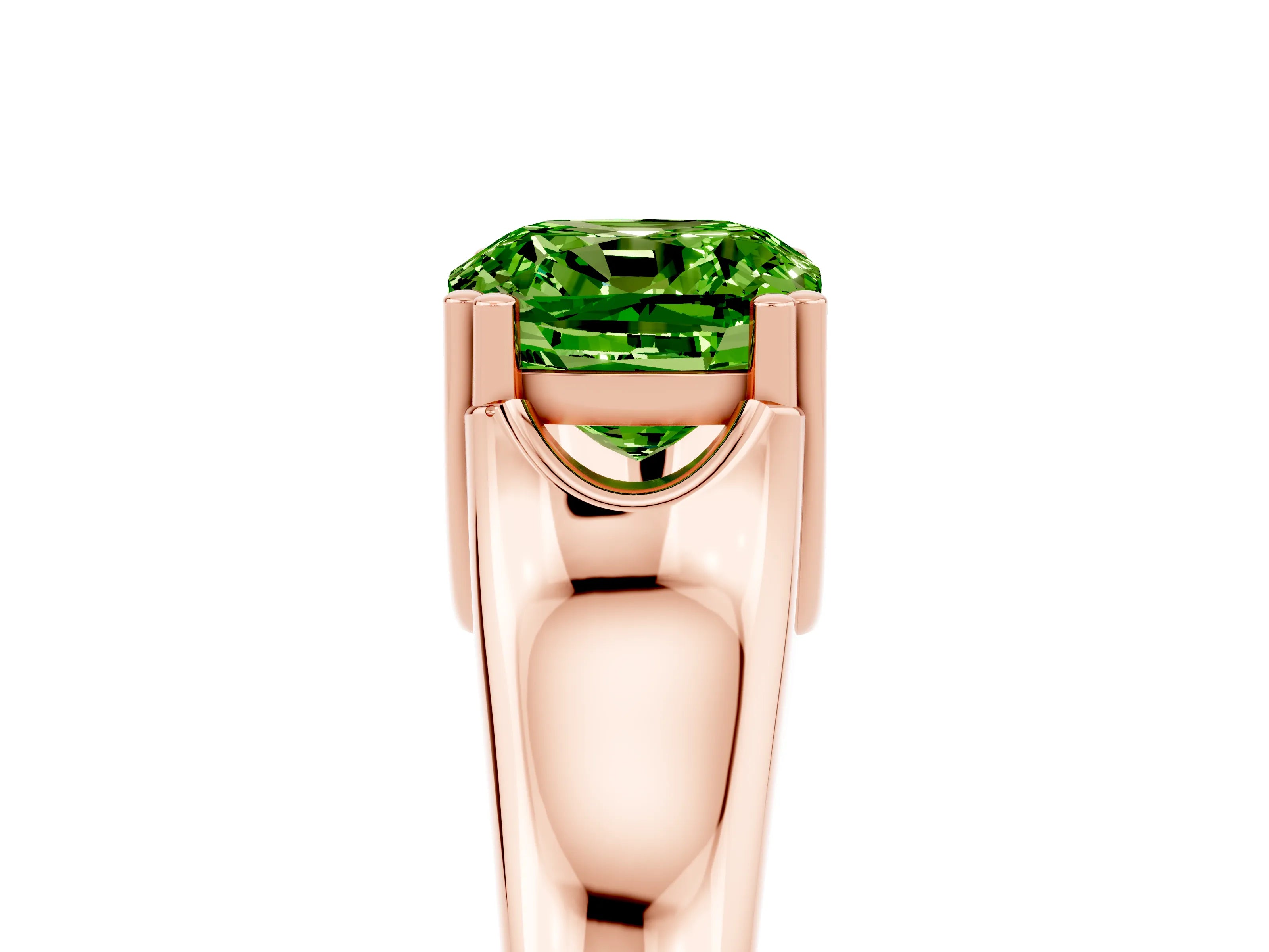 Rose gold Cushion Cut Peridot Solitaire Ring with Wide Band and Prong Setting_5