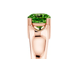 Rose gold Cushion Cut Peridot Solitaire Ring with Wide Band and Prong Setting_5