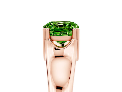 Rose gold Cushion Cut Peridot Solitaire Ring with Wide Band and Prong Setting_5
