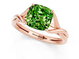 Rose gold Cushion Cut Peridot Solitaire Twist Band Prong Setting Ring_49