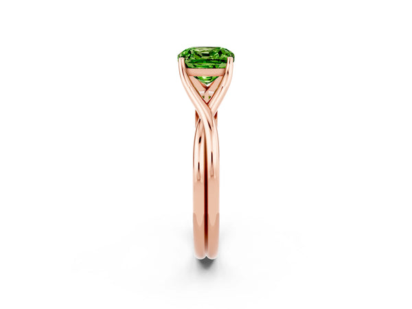 Rose gold Cushion Cut Peridot Solitaire Twist Band Prong Setting Ring