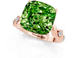 Rose gold Cushion Cut Peridot Solitaire Twisted Band with Round  Accents and Prong Setting_13