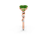 Rose gold Cushion Cut Peridot Solitaire Twisted Band with Round  Accents and Prong Setting_14