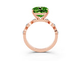 Rose gold Cushion Cut Peridot Solitaire Twisted Band with Round  Accents and Prong Setting_15