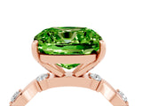 Rose gold Cushion Cut Peridot Solitaire Twisted Band with Round  Accents and Prong Setting_16