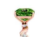 Rose gold Cushion Cut Peridot Solitaire Twisted Band with Round  Accents and Prong Setting_17