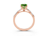 Rose gold Cushion Cut Peridot Solitaire with Side Baguettes and Channel Set Band_3