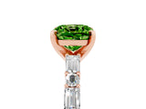 Rose gold Cushion Cut Peridot Solitaire with Side Baguettes and Channel Set Band_5