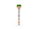 Rose gold Cushion Cut Peridot Solitaire with Side Stones, Pave Band, Four-Prong Setting_38